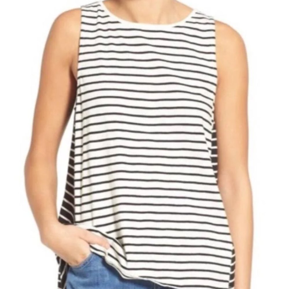 ⭐️2/$30 Madewell black and white tunic tank S/XS - Picture 3 of 7